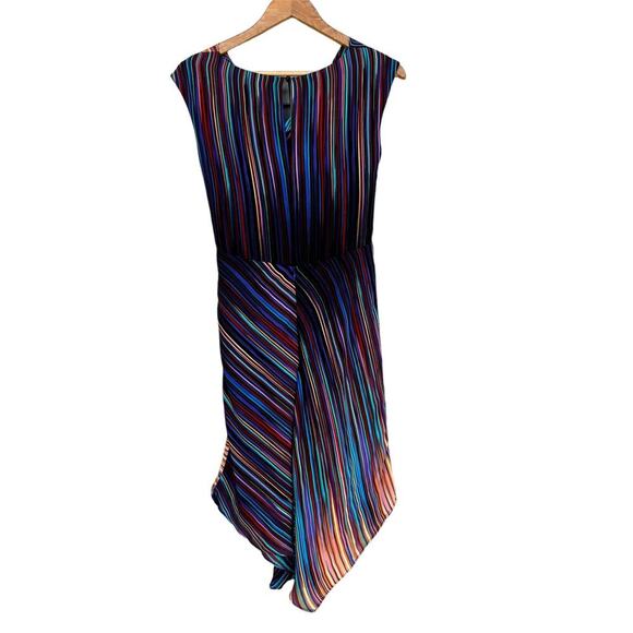 NWT BCBGMAXARIA Silk Dress Striped Asymmetrical Dress Size 2 Sleeveless Lined - Picture 6 of 7